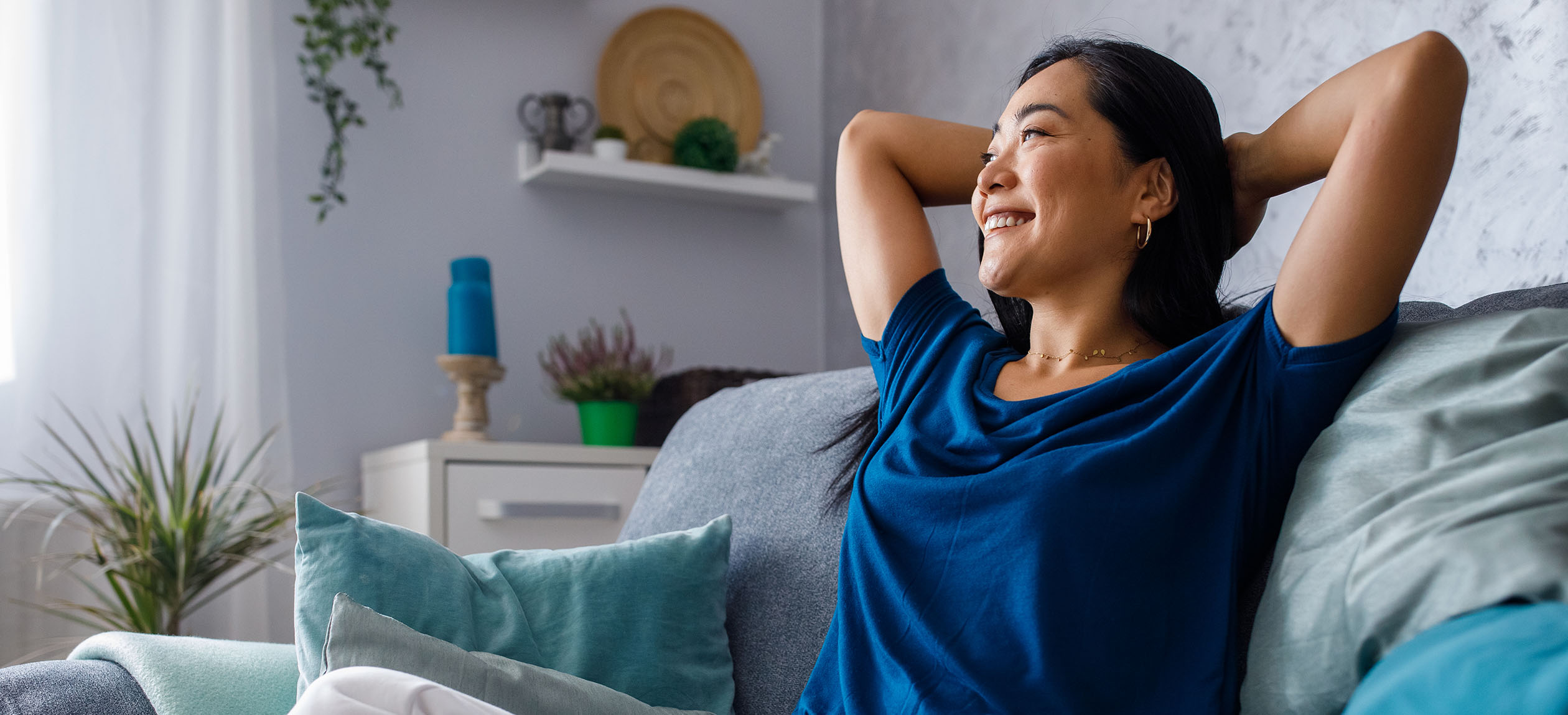 Woman at home smiling