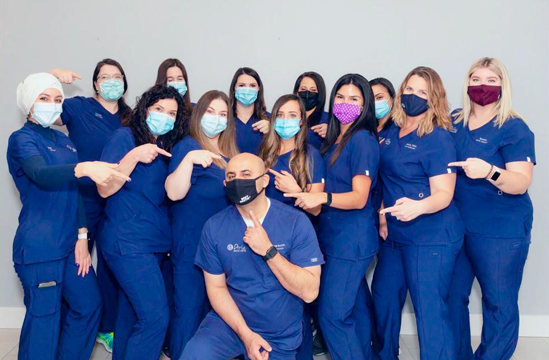 Aria Dental team wearing masks